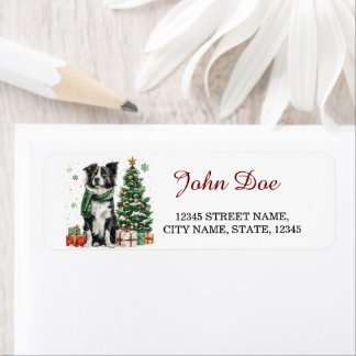 Border Collie Kerstretouradres Etiket