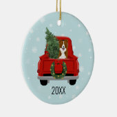 Border Collie Kerstrode truck Keramisch Ornament (Rechts)