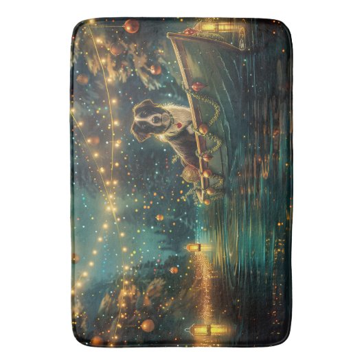 Border Collie kerstvakantie Badmat (Voorkant Verticaal)