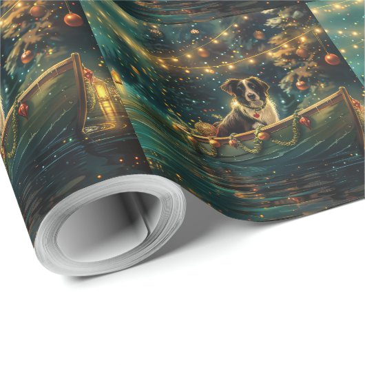 Border Collie kerstvakantie Cadeaupapier (Rol Hoek)