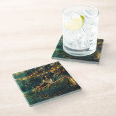 Border Collie kerstvakantie Glazen Onderzetter (Schuin)