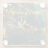 Border Collie kerstvakantie Glazen Onderzetter (Achterkant)