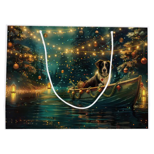 Border Collie kerstvakantie Groot Cadeauzakje (Achterkant)