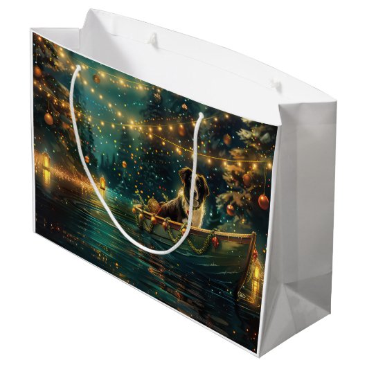 Border Collie kerstvakantie Groot Cadeauzakje (Achterkant Gekanteld)