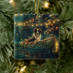 Border Collie kerstvakantie Keramisch Ornament