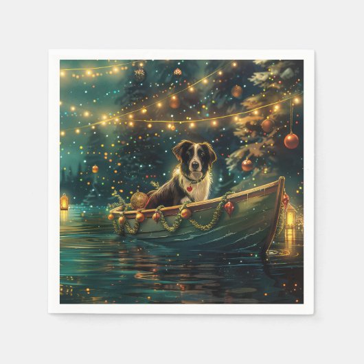 Border Collie kerstvakantie Servet (Voorkant)