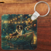 Border Collie kerstvakantie Sleutelhanger (Achterkant)