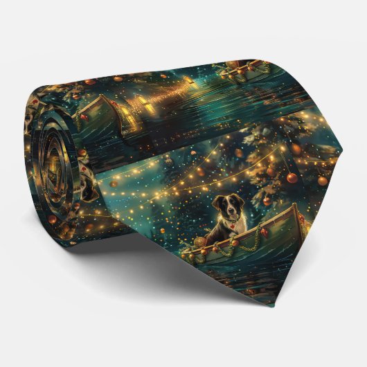 Border Collie kerstvakantie Stropdas (Opgerold)