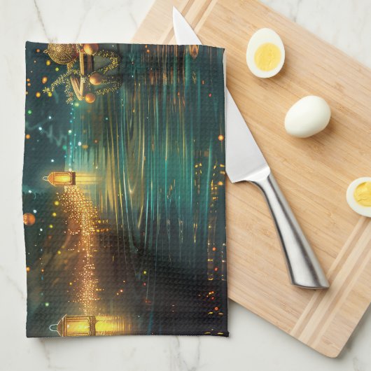 Border Collie kerstvakantie Theedoek (Quarter Fold)