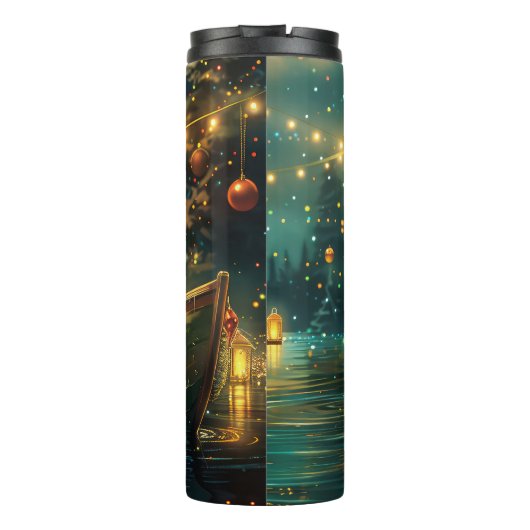 Border Collie kerstvakantie Thermosbeker (Achterkant)