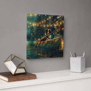 Border Collie kerstvakantie Vierkante Klok