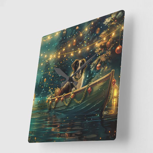 Border Collie kerstvakantie Vierkante Klok (Hoek)