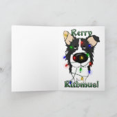 Border Collie Kerstverlichting Feestdagen Kaart (Binnen)