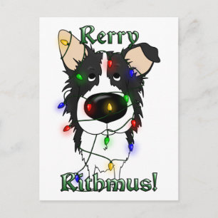 Border Collie Kerstverlichting Feestdagenkaart