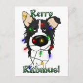 Border Collie Kerstverlichting Feestdagenkaart (Voorkant)