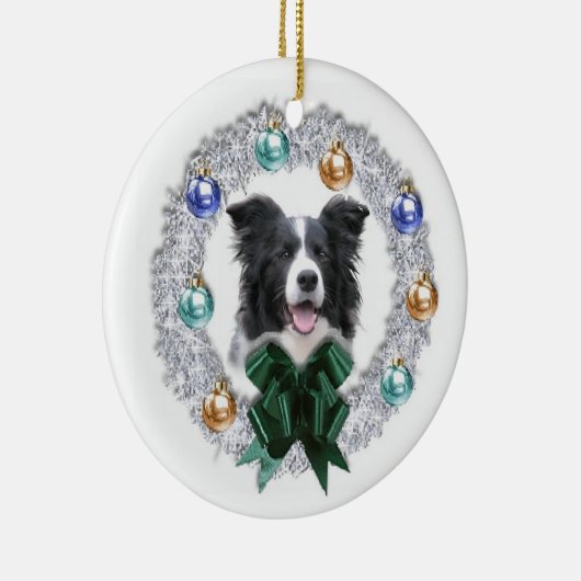 Border Collie kerstversiering Keramisch Ornament (Rechts)