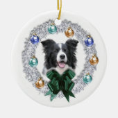 Border Collie kerstversiering Keramisch Ornament (Voorkant)