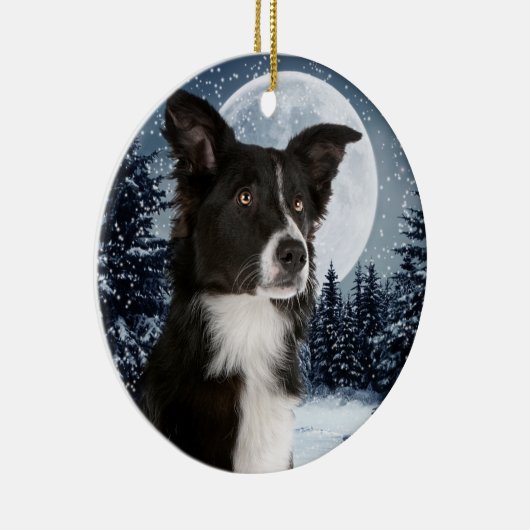 Border Collie kerstversiering Keramisch Ornament (Rechts)