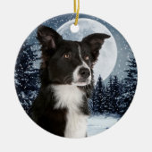 Border Collie kerstversiering Keramisch Ornament (Voorkant)