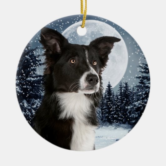 Border Collie kerstversiering Keramisch Ornament (Voorkant)
