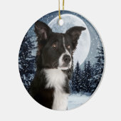 Border Collie kerstversiering Keramisch Ornament (Links)