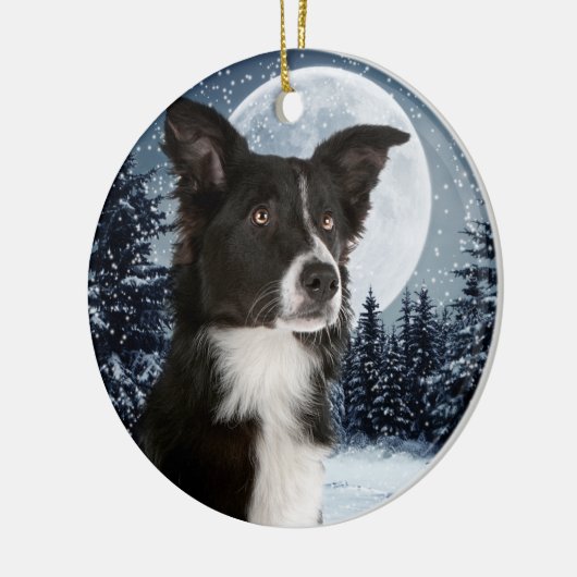 Border Collie kerstversiering Keramisch Ornament (Links)