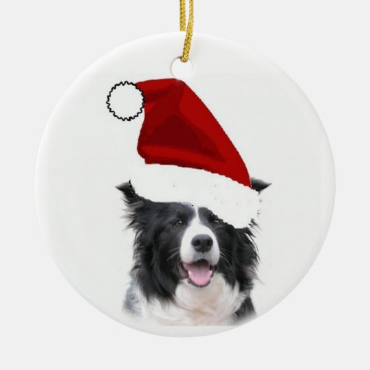 Border Collie kerstversiering Keramisch Ornament (Voorkant)