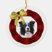Border Collie kerstversiering Keramisch Ornament (Voorkant)
