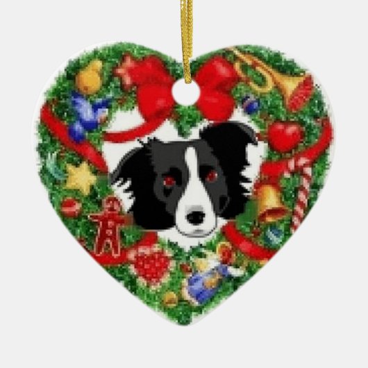 Border Collie kerstversiering Keramisch Ornament (Voorkant)