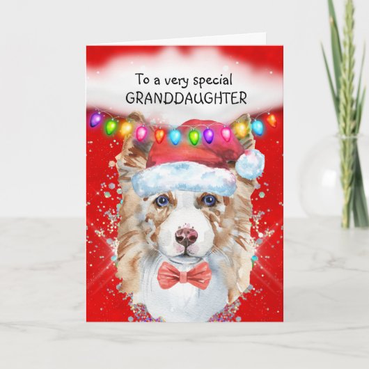 Border Collie kleindochter Kerstwensen Kerstman Kaart (Voorkant)