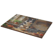 Border Collie Kookt in Keuken Snijplank (Hoek)