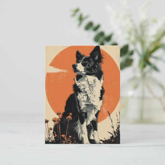 Border Collie  kunst Briefkaart (Staand voorkant)