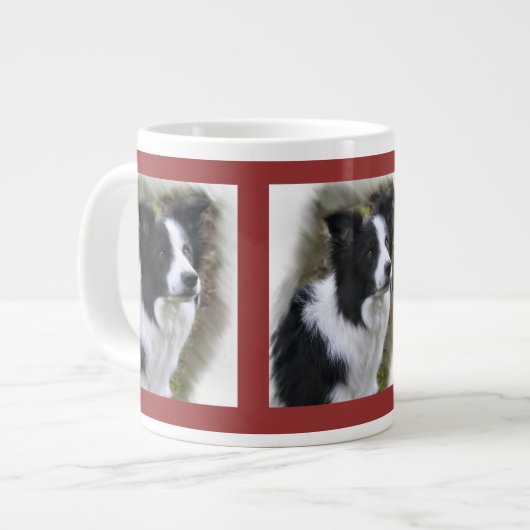 Border Collie Kunst Grote Koffiekop (Links)