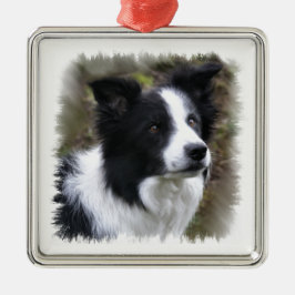 Border Collie Kunst Metalen Ornament