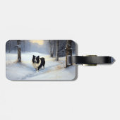 Border Collie Laat het sneeuwen Kerstmis Bagagelabel (Achterkant horizontaal)