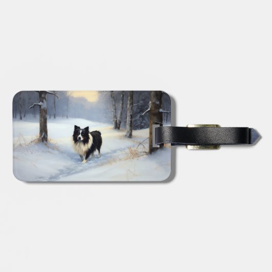 Border Collie Laat het sneeuwen Kerstmis Bagagelabel (Achterkant horizontaal)