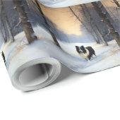 Border Collie Laat het sneeuwen Kerstmis Cadeaupapier (Rol Hoek)