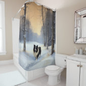 Border Collie Laat het sneeuwen Kerstmis Douchegordijn (In situ)