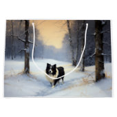 Border Collie Laat het sneeuwen Kerstmis Groot Cadeauzakje (Voorkant)