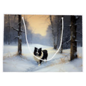 Border Collie Laat het sneeuwen Kerstmis Groot Cadeauzakje (Achterkant)