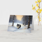 Border Collie Laat het Sneeuwen Kerstmis Kaart (Gele Bloem)