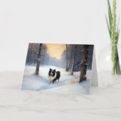 Border Collie Laat het Sneeuwen Kerstmis Kaart (Voorkant)