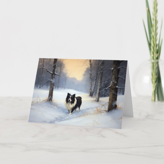 Border Collie Laat het Sneeuwen Kerstmis Kaart (Voorkant)