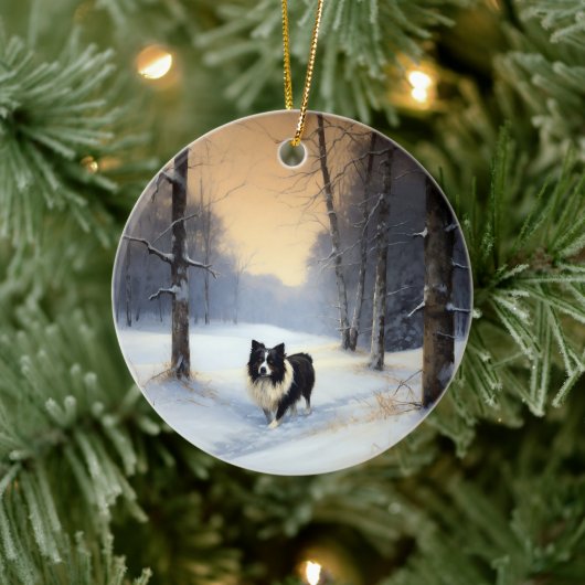 Border Collie Laat het sneeuwen Kerstmis Keramisch Ornament (Boom)