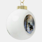 Border Collie Laat het Sneeuwen Kerstmis Keramische Bal Ornament (Links)
