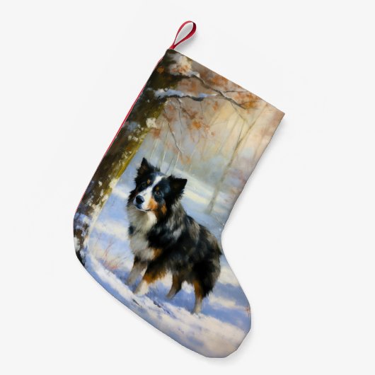 Border Collie Laat het sneeuwen Kerstmis Kleine Kerstsok (Voorkant (Hangend))
