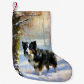 Border Collie Laat het sneeuwen Kerstmis Kleine Kerstsok (Voorkant)