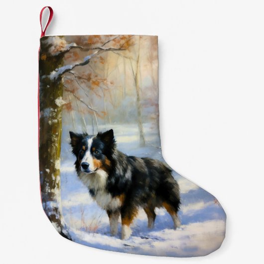 Border Collie Laat het sneeuwen Kerstmis Kleine Kerstsok (Voorkant)