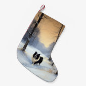 Border Collie Laat het sneeuwen Kerstmis Kleine Kerstsok (Voorkant (Hangend))