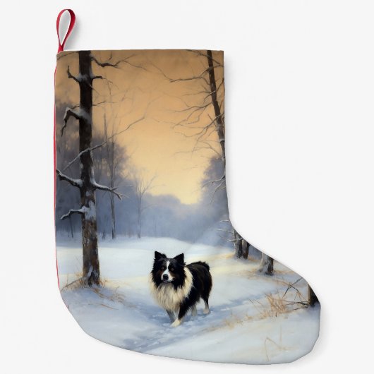 Border Collie Laat het sneeuwen Kerstmis Kleine Kerstsok (Voorkant)